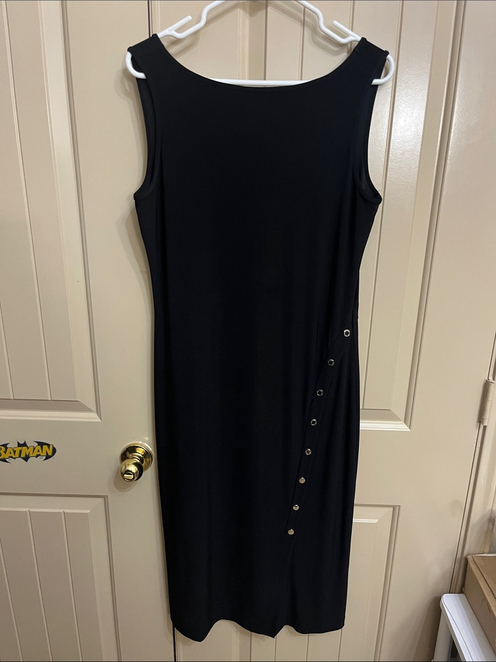 White House Black Market Black Sleeveless Midi Dress with Silver Stud Detail